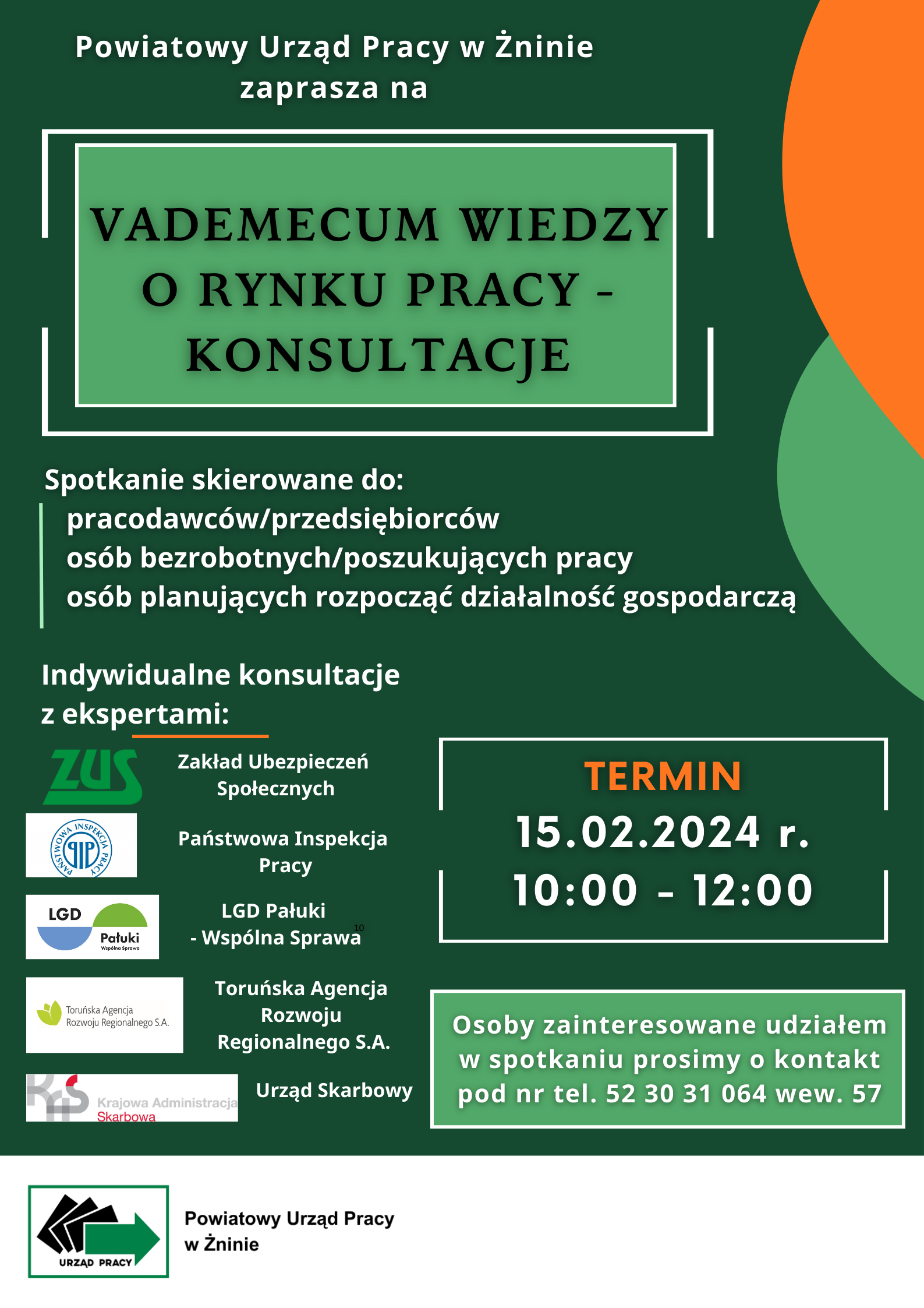 Plakat informaujący o konsultacjach pn Vademecum wiedzy o rynku pracy