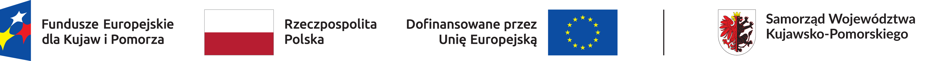 Logotypy: Fundusze Europejskie dla Kujaw i Pomorza, Rzeczpospolita Polska, Dofinansowane przez Unię Europejską, Samorząd Województwa Kujawsko-Pomorskiego
