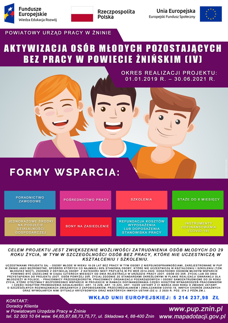 Plakat - Aktywizacja osób młodych pozostających bez pracy w powiecie żnińskim (IV).jpg