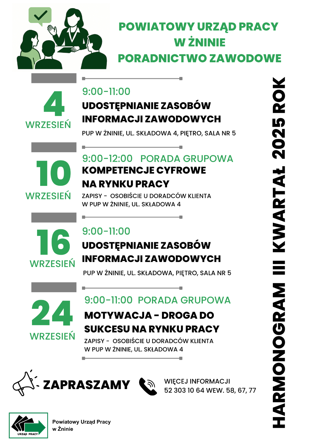 harmonogram spotkań grupowych i udostępniania zasobów informacji zawodowych. zamieszczony poniżej w formacie pdf
