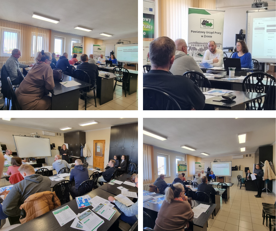 kolaż zdjęć, spotkanie informacyjne z osobami bezrobotnymi